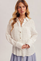 Textured Button Front Blouse