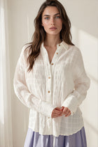 Textured Button Front Blouse