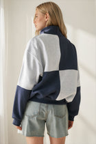 Color Block Quarter Zip Sweatshirt - Navy