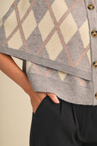 Argyle Button Down Cape Cardigan