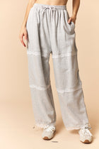 Lace Trim Wide-Leg Sweatpants