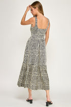 Geo Print Square Neck Maxi Dress