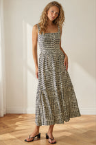 Geo Print Square Neck Maxi Dress