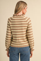 Ruffled Neck Stripe Sweater