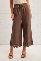 Scallop Hem Floral Embroidered Culottes