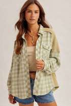 Waffle Textured Plaid Button Down Shacket