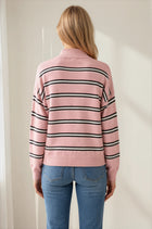 Thin Stripe Mock Neck Sweater