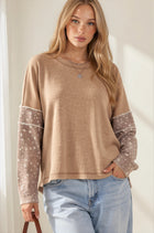 Contrast Sleeve Thermal Top - Mocha