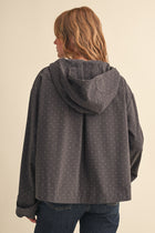 Polka Dot Jacket With Hood & Tying Scarf Detail