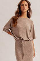 Drawstring Hem Raglan Sleeve Top