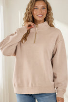 Gold Zip Front Acid Wash Sweatshirt - Ash Mocha