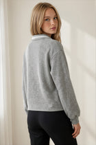 Blanket Stitch Collared Long Sleeve Top