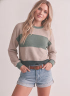 Round Neck Color Block Long Sleeve Top