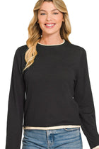 Contrast Trim Layered Sweater - Black