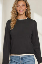 Contrast Trim Layered Sweater - Black