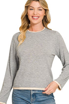 Contrast Trim Layered Sweater - Heather Grey