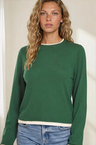 Contrast Trim Layered Sweater - Hunter Green