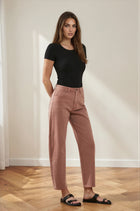 Nora High Rise Slim Barrel Jeans - Brown