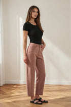 Nora High Rise Slim Barrel Jeans - Brown
