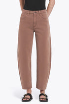 Nora High Rise Slim Barrel Jeans - Brown