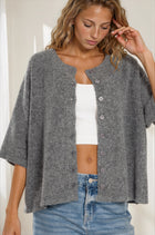 Half Sleeve Cardigan Sweater - Charcoal