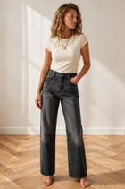 Stacy High Rise Relaxed Black Barrel Jeans