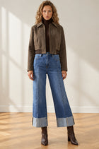 Alice Ultra High Seam Detail Cuffed Wide Leg Jeans
