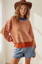 Multi Color Striped Sweater - Pumpkin