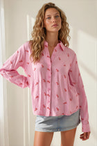 Candy Cane Embroidered Button Down Shirt