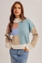 Mock Neck Cable Knit Sweater