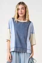 Mineral Wash Color Block Relaxed Fit Top