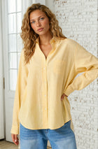 Striped Curved Hem Button Down Top