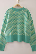 Geometric Check Pattern Sweater - Seafoam