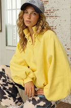 Snap Button Collared Sweatshirt - Yellow