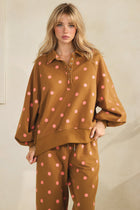 Polka Dot Balloon Sleeve Sweatshirt