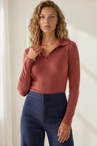 Rib Knit Collared Bodysuit