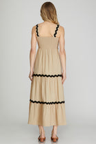 Scallop Trim Midi Dress - Taupe