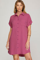 Collared Button Front Shirt Dress