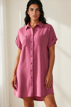 Collared Button Front Shirt Dress