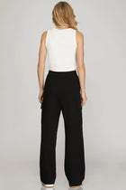 Comfy Knit Elastic Waist Cargo Pants