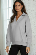 V-Neck Collared Sweatshirt
