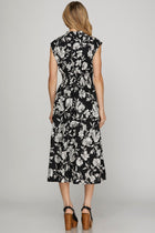 Floral Zip Front Midi Dress