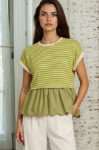 Striped Scallop Hem Top