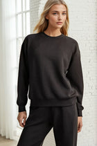 Luxe Scuba Mock Neck Pullover - Black