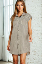 Striped Button Down Mini Dress