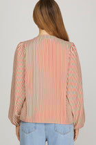 Front Tie Stripe Detail Blouse
