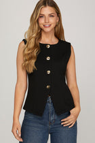 Sleeveless Button Down Knit Vest