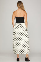 Strapless Polka Dot Midi Dress