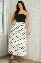 Strapless Polka Dot Midi Dress