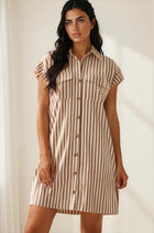 Striped Button Front Shirt Dress